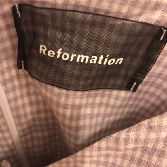 NWT Reformation Thelma Purple Gingham Linen Dress - Picture 7 of 8